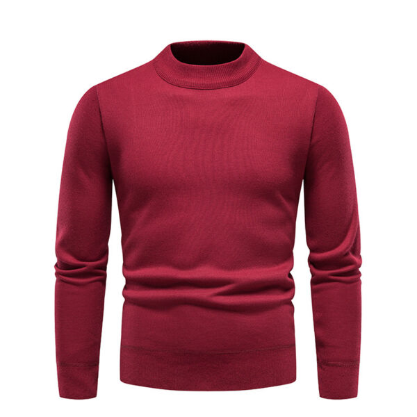 Sweater Men's Fleece-lined Thick Round Neck Sweater - Image 3