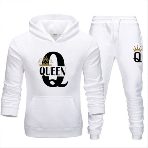 New Men's Sweater KING QUEEN Loose Casual Hooded Printed Couple Suit - Image 4