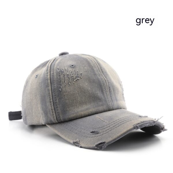 Men's And Women's Fashion Wash Ripped Denim Peaked Hat - Image 6