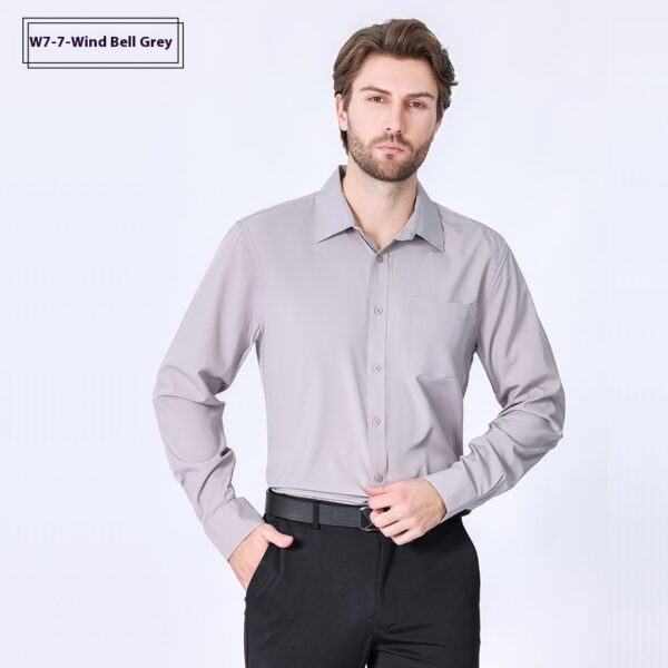 Commute Minimalist Business Professional Non-ironing Stretch Shirt Long Sleeve Men's High Sense - Image 2