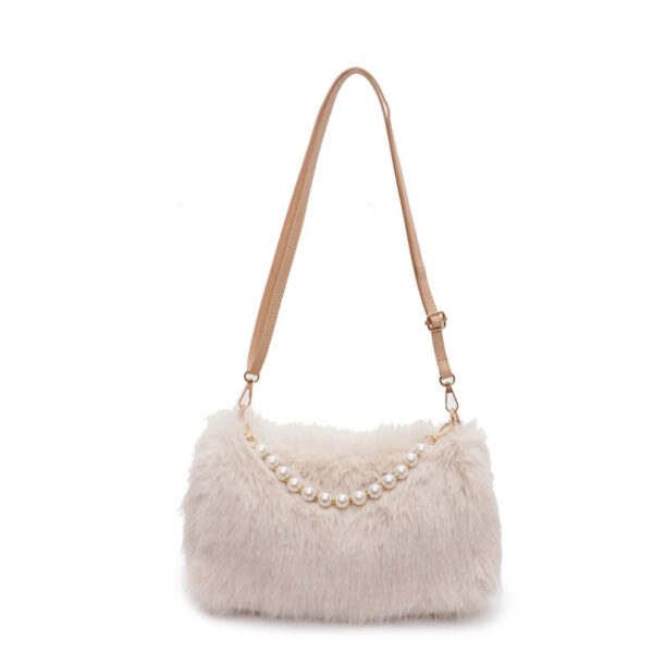 Autumn And Winter Fashion Shoulder Bags Pearl Chain Crossbody Bag Versatile Commuting Armpit Plush Female Bag - Image 10