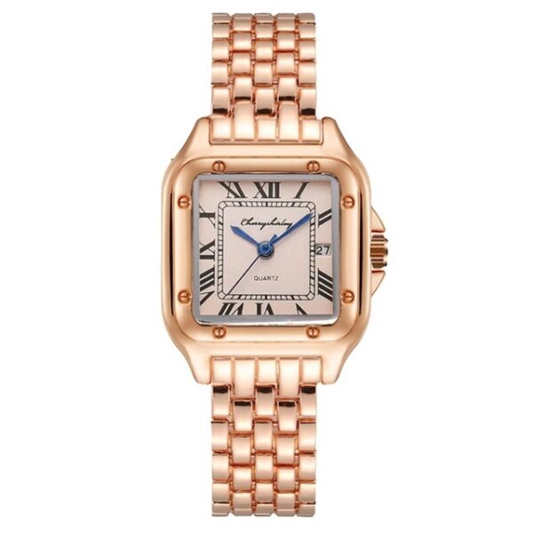 Fashion Stainless Steel Square Simple Design Couple Quartz Watch - Image 4