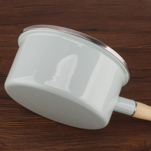 Single Handle Wooden Handle Cute Soup Pot Enamel Pot - Image 5