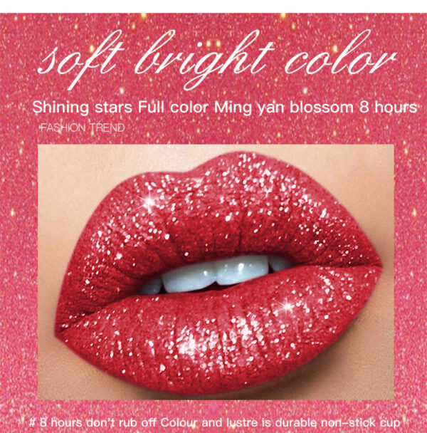 Pudaier Sip Glitter Flip Matte Shimmer Lip Gloss No Stain On Cup Diamond Lipstick - Image 6