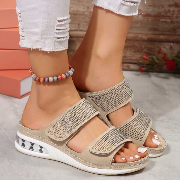 New Air Cushion Wedges Sandals Summer Casual Rhinestone Slides Roman Sandals For Women Non-slip Beach Shoes - Image 4