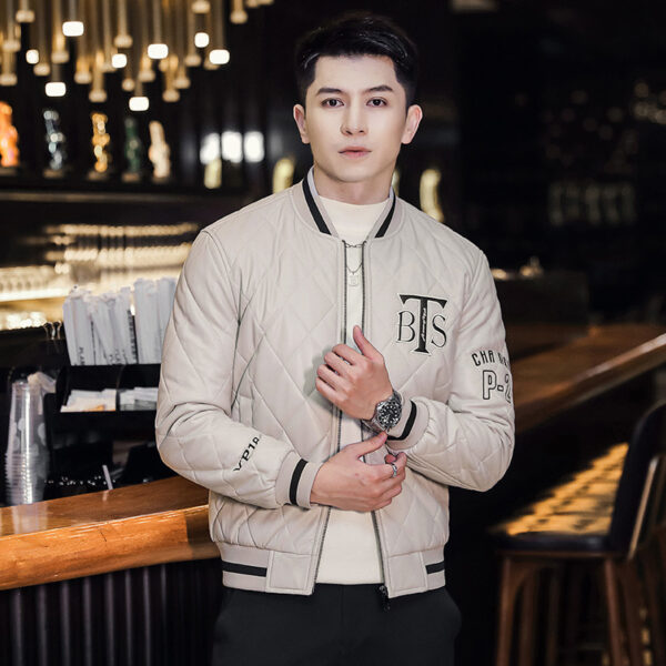 Men's Baseball Collar Slim-fit Youth Embroidered Cotton-padded Jacket - Image 6