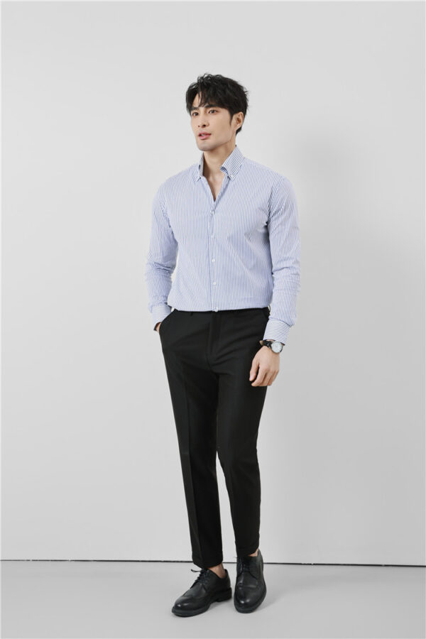 Striped Men's V-neck Long Sleeve Shirt - Image 2