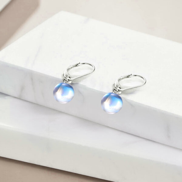 925 Sterling Silver Moonstone Drop Leverback Earrings Jewelry for Women - Image 4