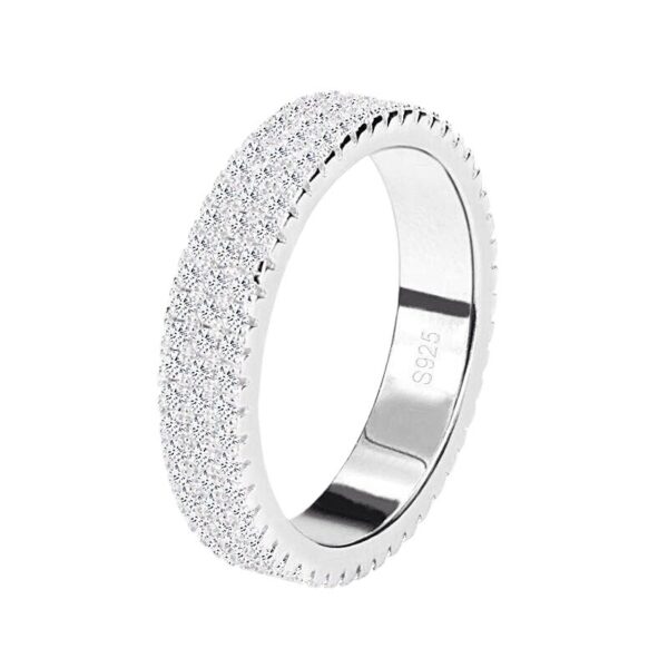 Simple Finger Three Rows Diamond-studded Ring Women's Jewelry - Image 2