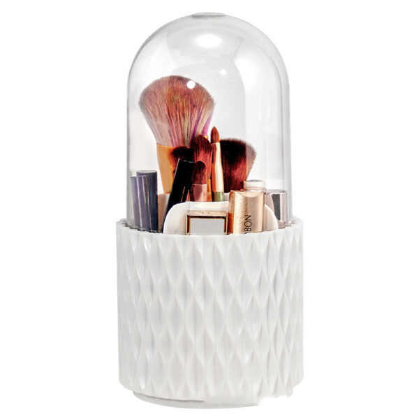 360 Rotating Large Capacity Transparent Makeup Brush Storage Pen Holder Acrylic Dust With Lid Desktop Cosmetic Storage Box - Image 3