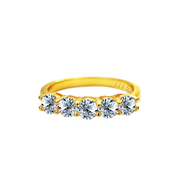 Moissanite Five-star Row Diamond Ring Platinum Women - Image 2