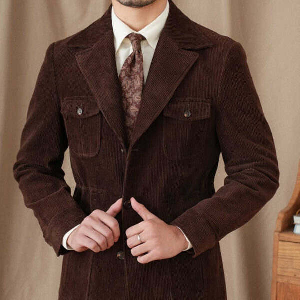 Retro Corduroy Slim-fit Safari Cotton Gentry Jacket - Image 4