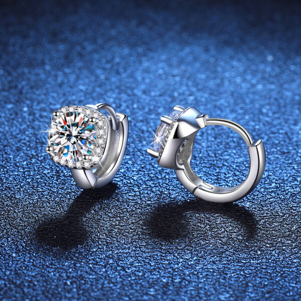 S925 Silver Moissanite Earrings Classic Elegant Square Bag - Image 4