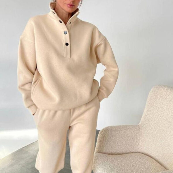 Oversized Solid Casual Pullovers Long Pant Set Warm Hoodie New Tracksuit Suit Fashion Pant Sets Sets For Women 2 Pieces - Image 6