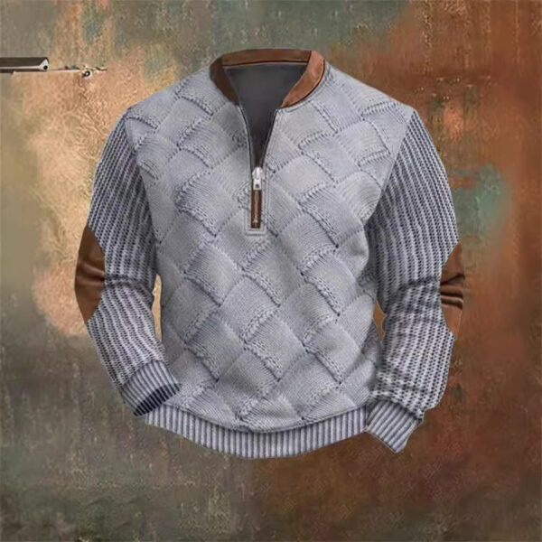 Autumn Winter Digital Printing Half Zipper Sweater For Men - Image 7