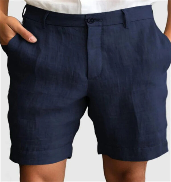 Men's Linen Summer Breathable Solid Color Outdoor Shorts - Image 7