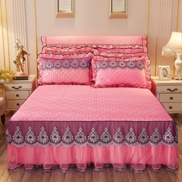 Quilted Lace Bed Skirt Thickened Plus Cotton Bedspread Single Piece Simmons Bed Cover Bed Circumference 1.8m Bed - Image 5