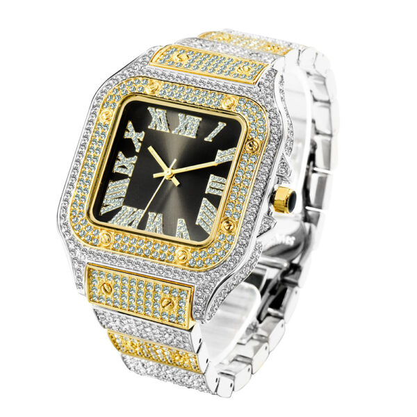 Fashion Hip Hop Diamond Full Diamond Square Men's Watch - Image 3