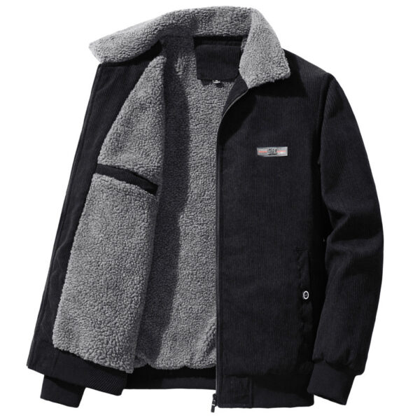 Winter Corduroy Coat Men's Fleece-lined Thick Fashion Stand Collar - Image 9