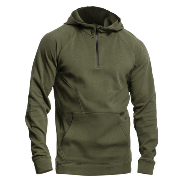 Cross-border Ebay New Long Sleeve Sweater Leisure Pullover Hooded Half Zipper Block Brushed Hoody Men - Image 7