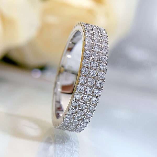 Simple Finger Three Rows Diamond-studded Ring Women's Jewelry - Image 5