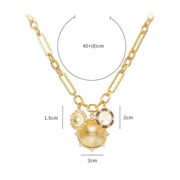 Fashion Jewelry Creative Sun Pendant Necklace Copper-plated Gold Clavicle Chain Summer Jewelry Stainless Steel Chain - Image 3