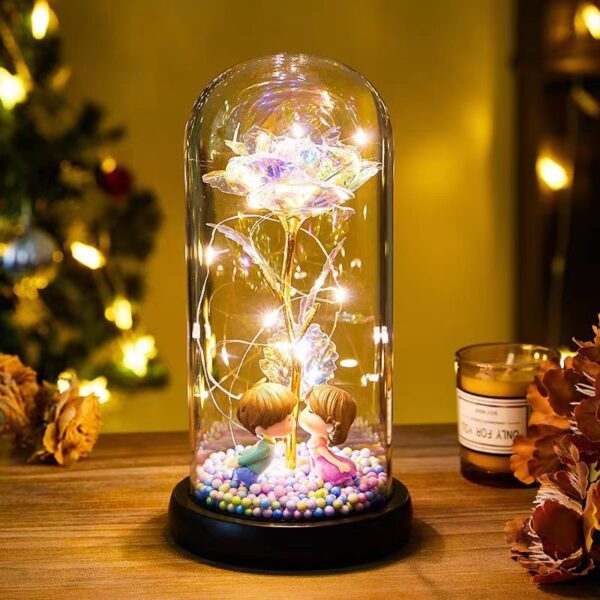 Eternal Rose LED Light Foil Flower In Glass Cover Night Lights Valentines Day Gifts Lamp Decor For For Home Bedroom Wedding Gift Valentine's Day Gifts - Image 4