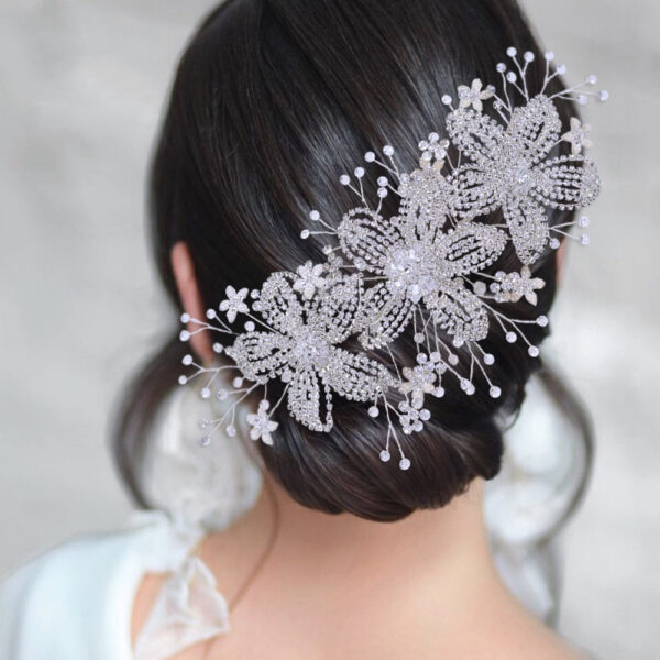 Flower Rhinestone Hair Accessories Bridal Wedding Hair Band - Image 3