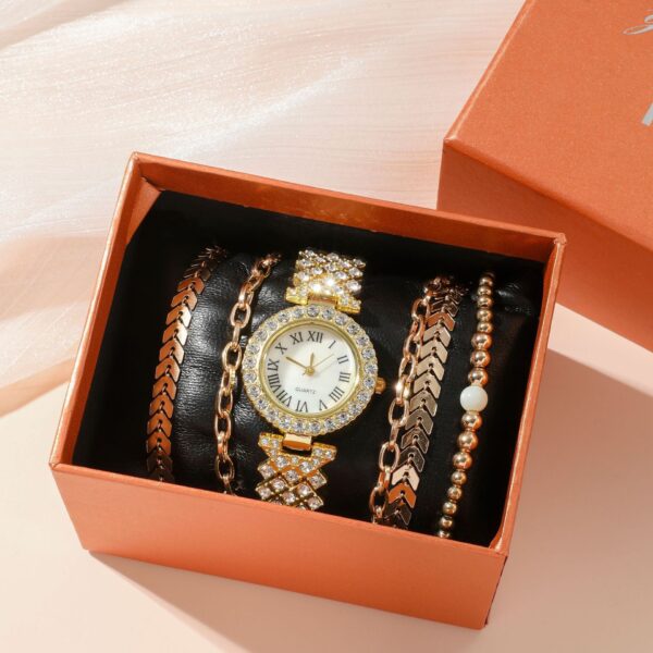 Diamond Women's Bracelet Watch Luxury Fashion Gift Box Watch Bracelet Six-piece Set - Image 4