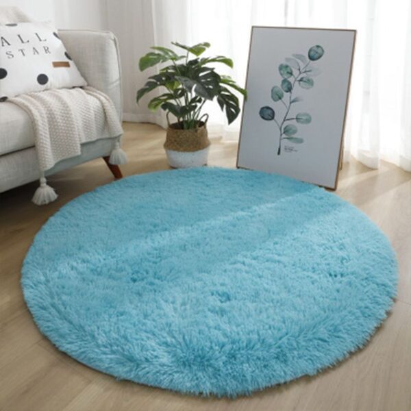 Tie Dye Silk Carpet Long Hair Round Bedroom Thickened Floor Mat - Image 10