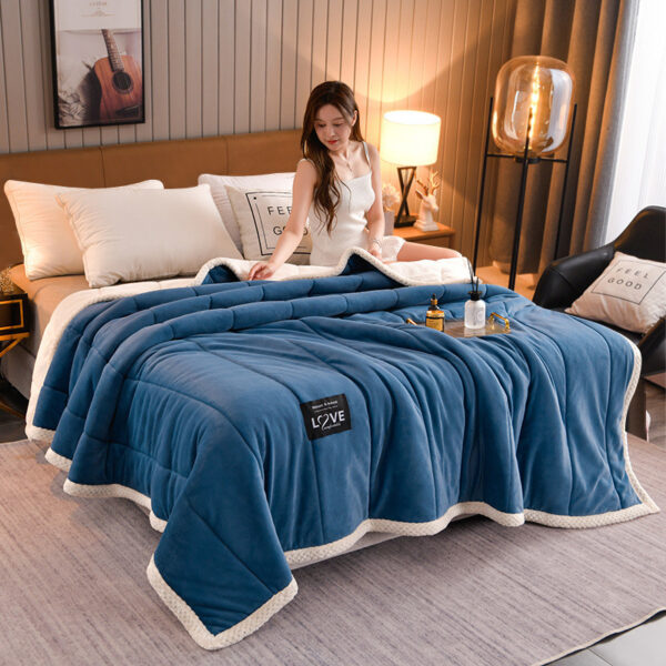 Thick Warm Winter Bed Blankets Wool Blanket Bedspread - Image 3