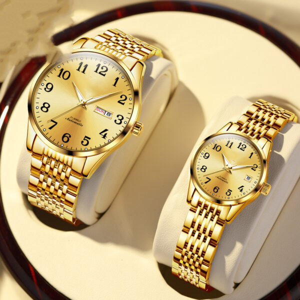 Men's And Women's Fashion Simple Waterproof Luminous Double Calendar Watch - Image 3