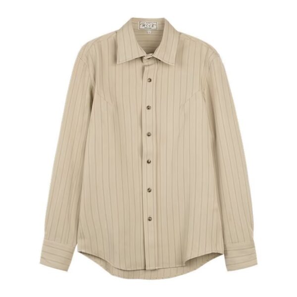 Spring And Autumn Vintage Striped Shirt Men - Image 5