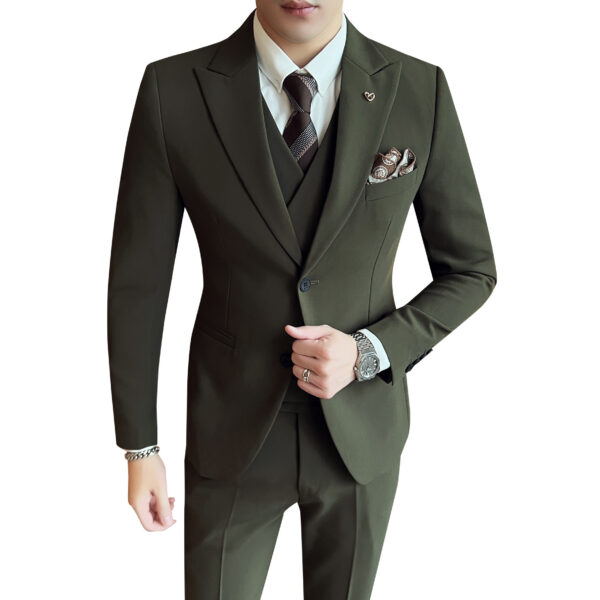 Suit Three-piece Suit Slim Style Double Buckle Solid Color Light Business - Image 3