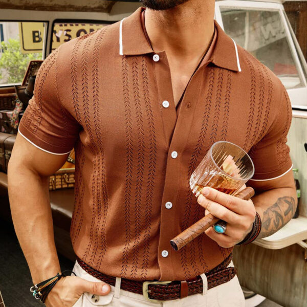 Short-sleeved Polo Shirt Summer Button Lapel Top Fashion Business Men's Clothing - Image 7