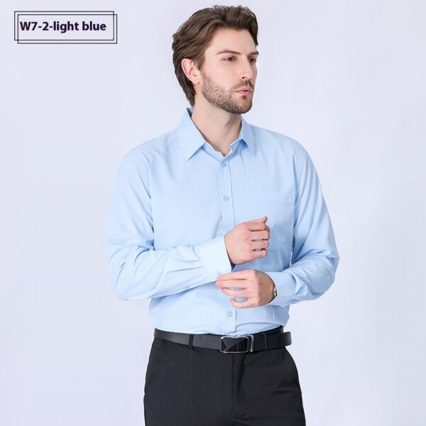 Commute Minimalist Business Professional Non-ironing Stretch Shirt Long Sleeve Men's High Sense - Image 10