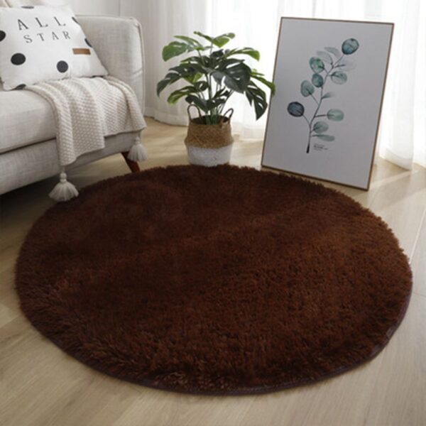 Tie Dye Silk Carpet Long Hair Round Bedroom Thickened Floor Mat - Image 6