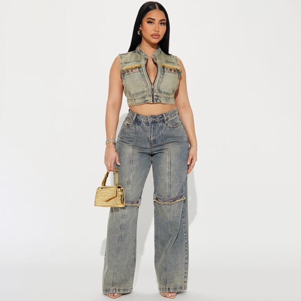 Y2k Baggy Wide Leg Jeans Women Vintage Streetwear Washed Denim Pants Grunge Basic Slouchy Trousers - Image 5