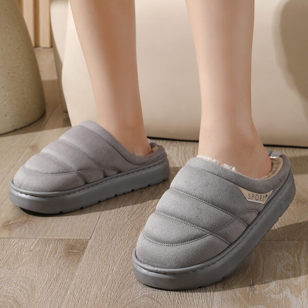 Fashion Solid Plush Slipper Winter Warm Indoor Floor Bedroom Home Slippers For Couple Thick-soled House Shoes Women Men - Image 4