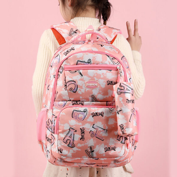 New Letter Print Backpack With Pencil Case Fsahion Sweet Primary School Students Schoolbag For Girls Boys - Image 7