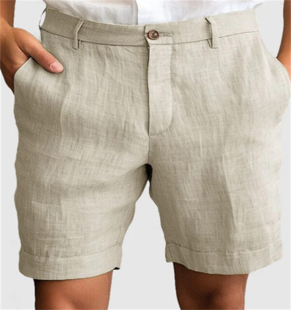 Men's Linen Summer Breathable Solid Color Outdoor Shorts - Image 5