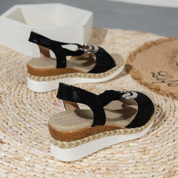 Women's Peep Toe Serpentine Wedges Sandals With Circle Design Casual Summer Shoes - Image 10