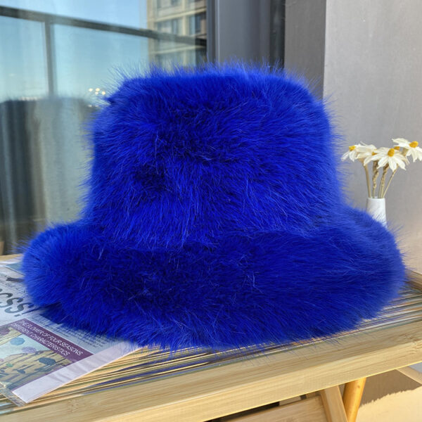 All-match Long Fur Warm Bucket Hat - Image 6