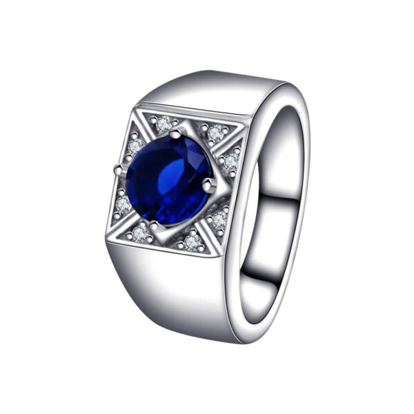 S925 Sterling Silver Fashionable All-match High-grade Blue Gemstone Women's Ring - Image 6