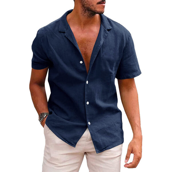 Men's Tops Casual Button Down Shirt Short Sleeve Beach Shirt Summer Mens Clothing - Image 5