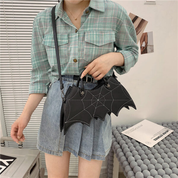 Halloween Spider Web Shape Shoulder Bags Personality Batgirl Tide Pu Handbags Fashoin Messenger Crossbody Bag - Image 3