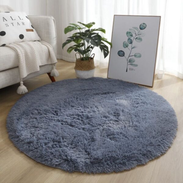 Tie Dye Silk Carpet Long Hair Round Bedroom Thickened Floor Mat - Image 9