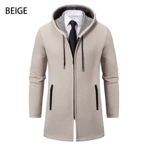 Men's Sweater Jacket Mid-length Coat Hooded Sweater Men's Coat - Image 2