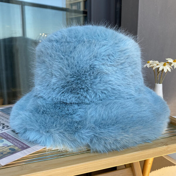 All-match Long Fur Warm Bucket Hat - Image 8