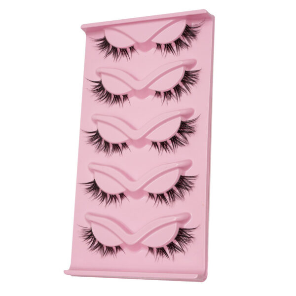 Women's One-piece Five-pair Cat Eye Oblique Flying Stage Makeup Thick Cat Eye Eyelash - Image 5